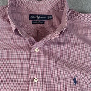 Polo Ralph Lauren Mens Button Down Shirt 2XL  Short Sleeve Red Plaid Pony Blake